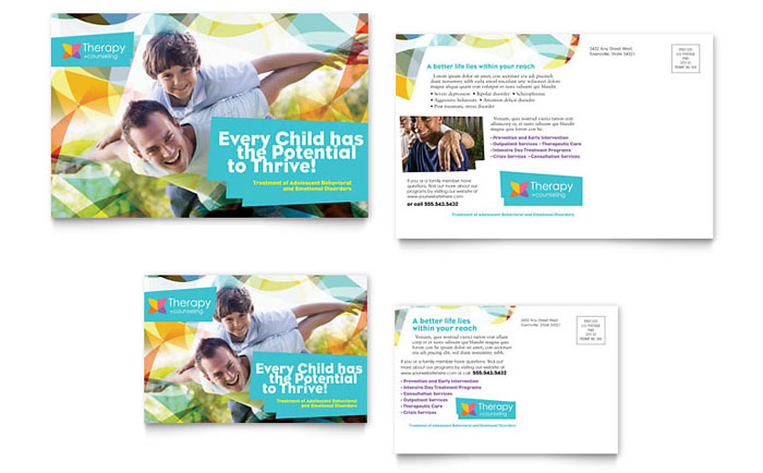 Adolescent Counseling & Mental Health Postcard Design